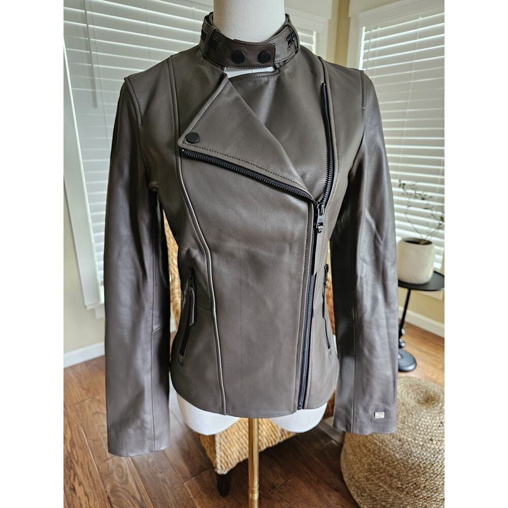 Soia & Kyo Genuine Lambskin Leather Jacket Women's XXS Moto Biker - Picture 7 of 16